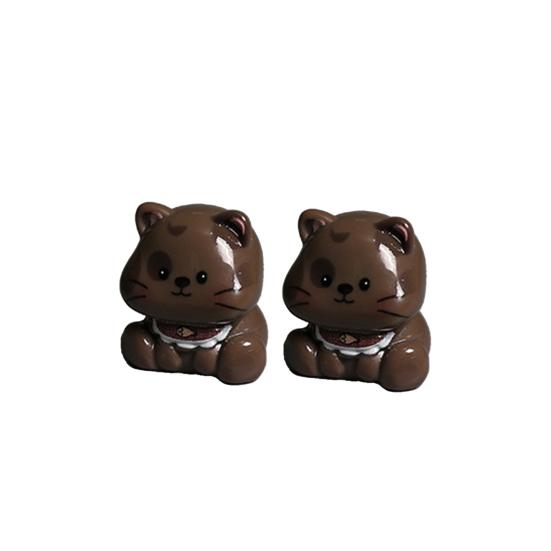 2 Pcs Mini Cat Figurines Miniature Kittens Micro Landscape Decoration Tiny Resin Animal Cake