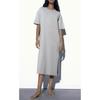 Summer New Product Women's Clothes Round Neck Short Sleeve Slit Design Cotton Long A- Line T-shirt Dress 4174465