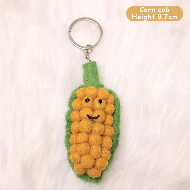 Niedlicher Cartoon Gemüse Plüsch Schlüsselanhänger Kreative Wollfilz Strick Schlüsselanhänger Stofftier Spielzeug Anhänger für Kindergeschenke