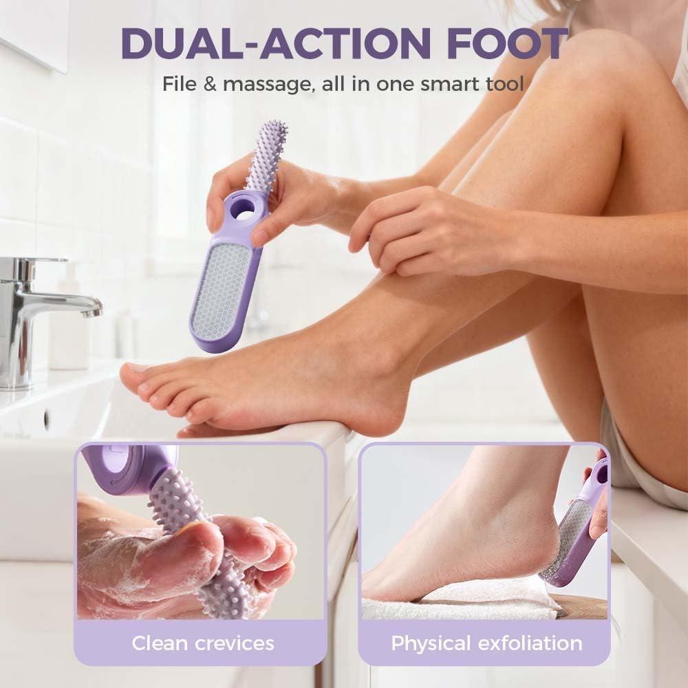 2-in-1 Foldable Foot Scrub Board with Toe Separator Cleaner, 2026 New Corn Remover (Heel Scraper and Shower Foot Scrub for Removing Dead Skin)