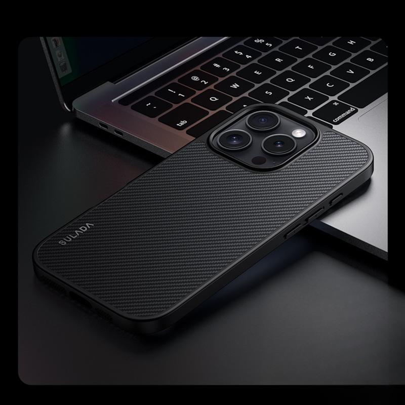 Suitable for Apple 16promax Phone Cases, Carbon Fiber Texture Magnetic Attraction, IPhone15 Full Bag, Anti-drop 14 Business Men and Women