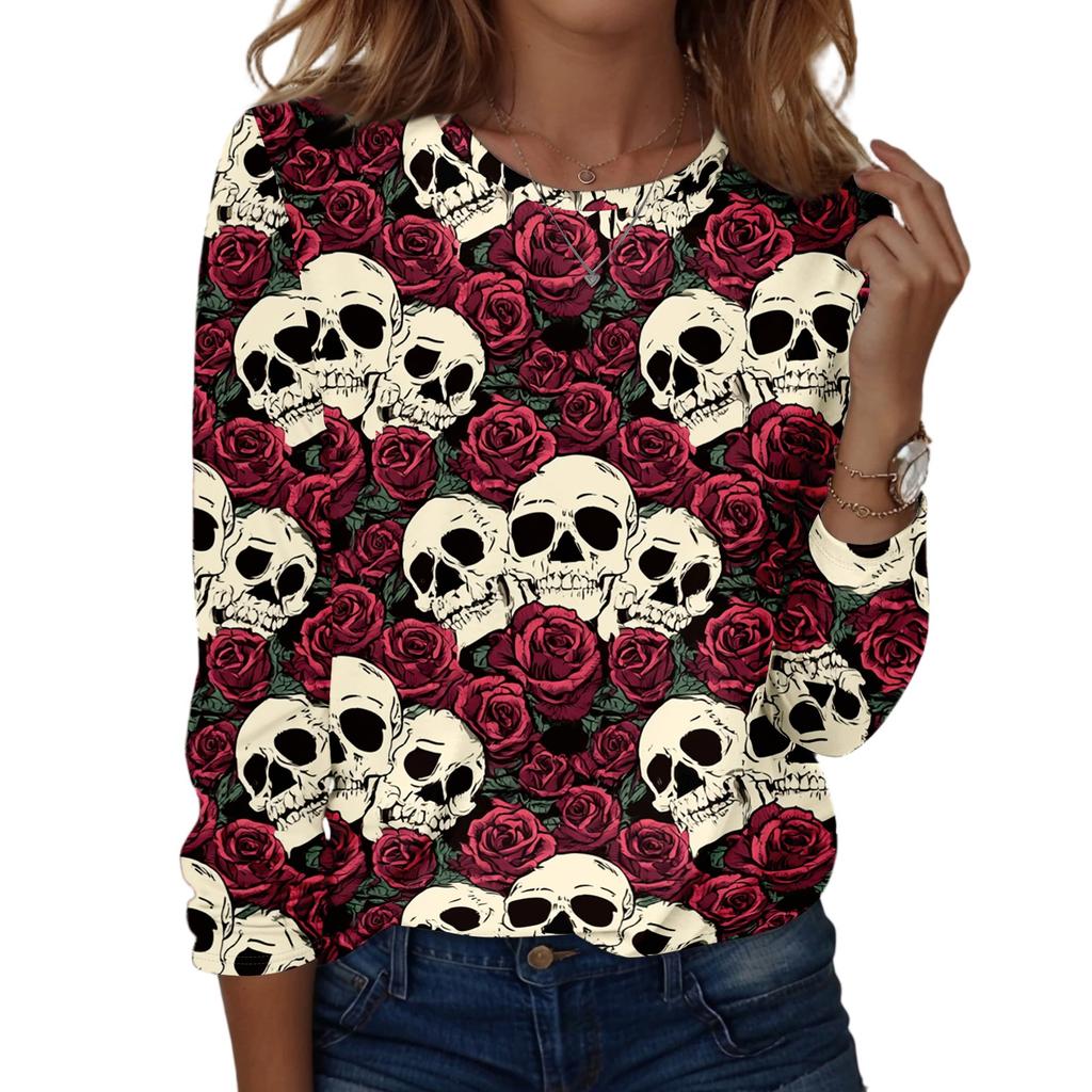 Women's Casual Long Sleeve Print Crewneck Top
