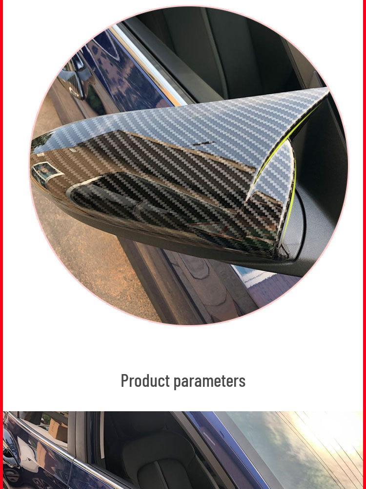 Applicable Hyundai Rearview Mirror Cover Trim - Carbon Fiber Pattern, Anti-Scratch Bull Horn Design