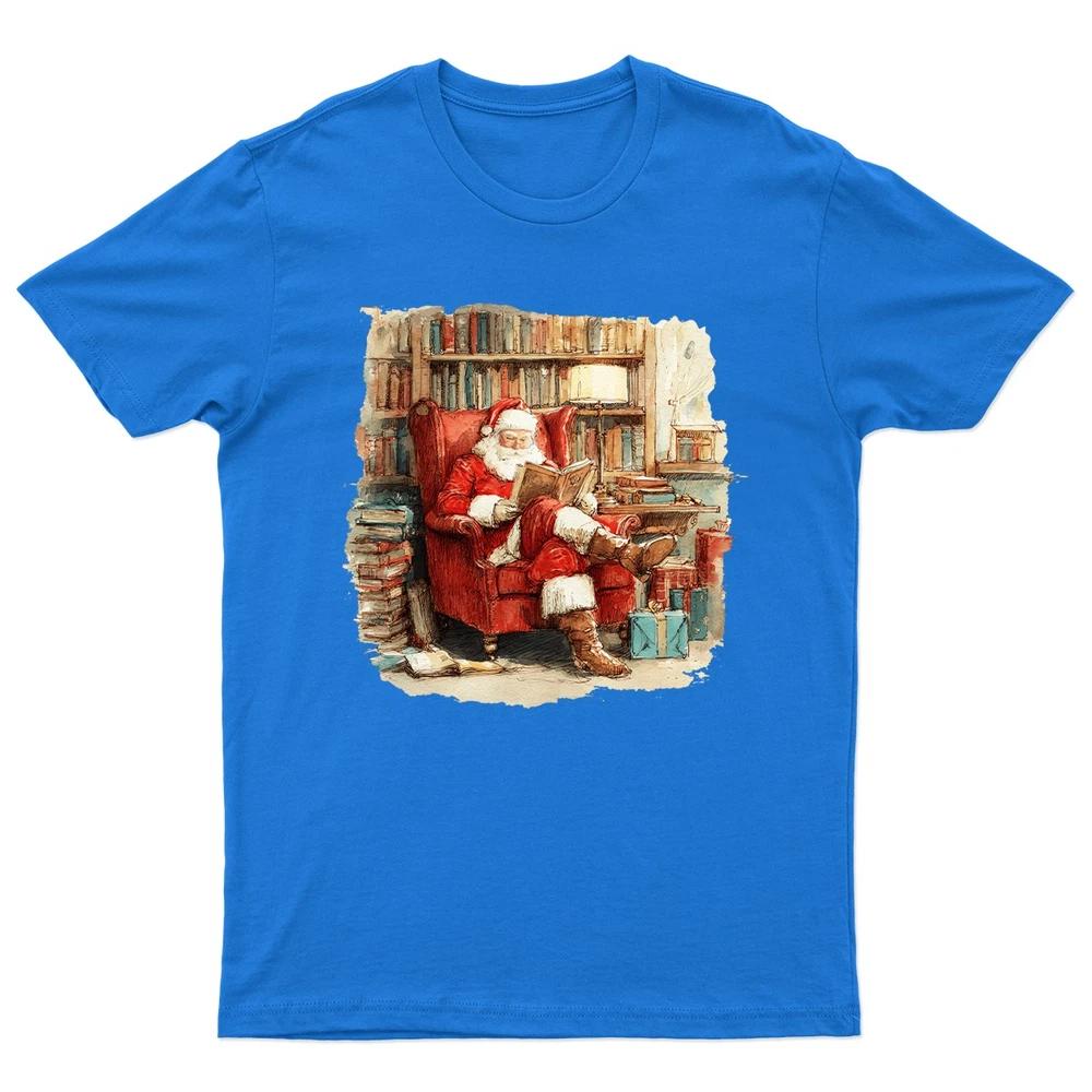 Santa Reading Book Christmas TShirt Unisex Gift Retro Seasonal Funny Xmas
