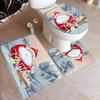 3 Pieces Christmas Bath Mat Set Santa Claus Winter New Year Toilet Lid Cover Foot Rug Non-slip Bathroom Accessory Set Doormat