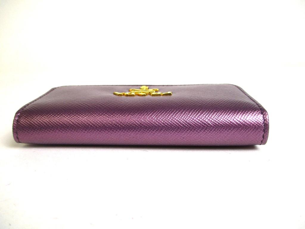 Authentic PRADA Metallic Purple Saffiano Metal Leather 6 Pics Key Chain #a367  Refurbished
