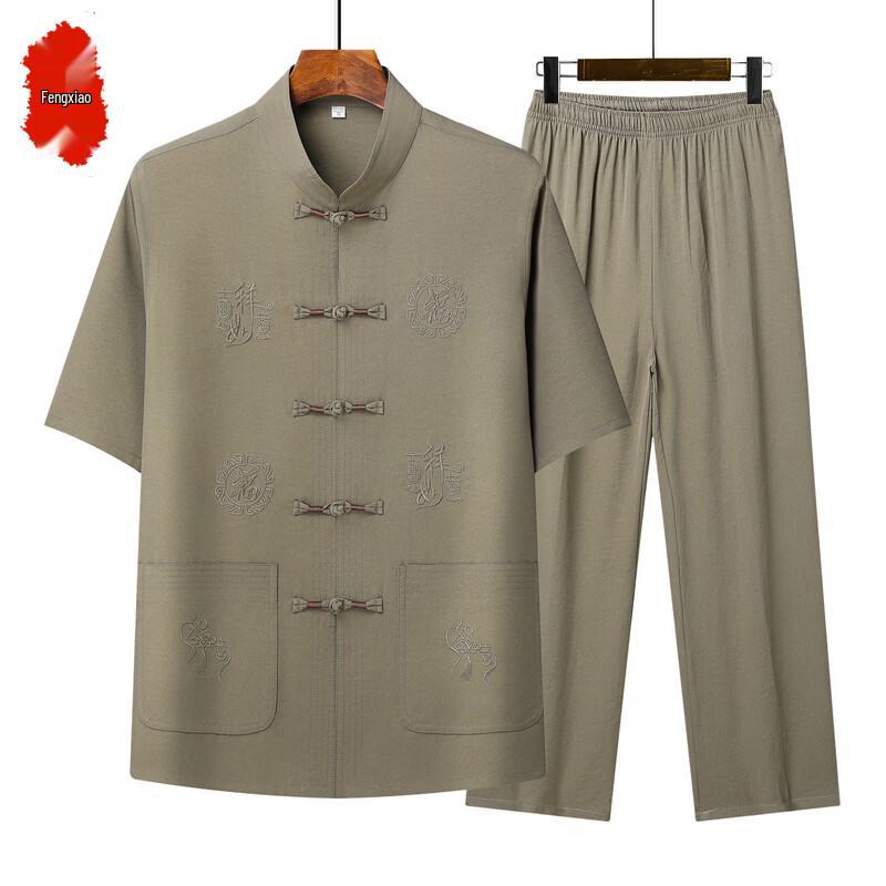 

Мужской свободный костюм-тан (Tang suit) из хлопка и льна с воротником-стойкой 42/180