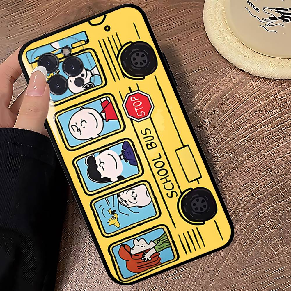 Cute Cartoon S-Snoopys Phone Case For Iphone 17 16 15 14 13 12 11 Pro Max Plus Black Shell Cover Case