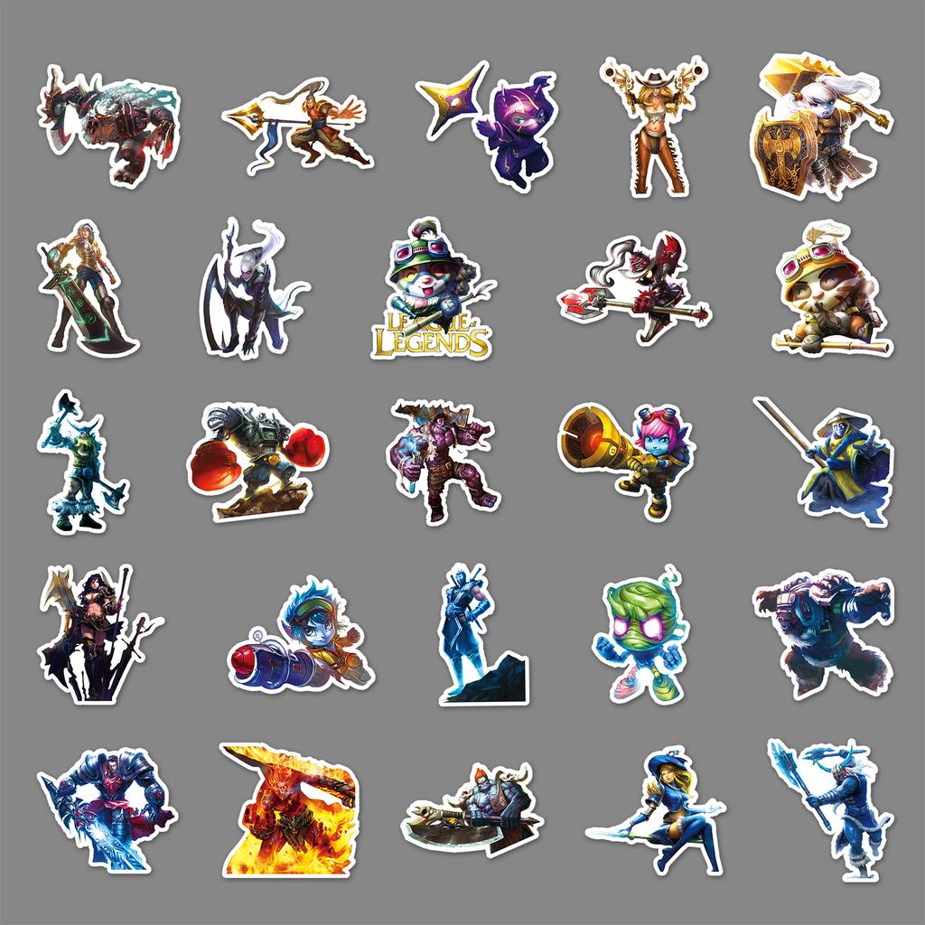 50 Photos of League of Legends Graffiti Personalized Game Peripheral Decoration DIY Skateboard Mobile Phone Case Suitcase Stickers