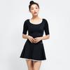 BARREL Women'S Nautical U-Neck Ribbed Crop Rash Guard Black (B4Swwcr005Blk)