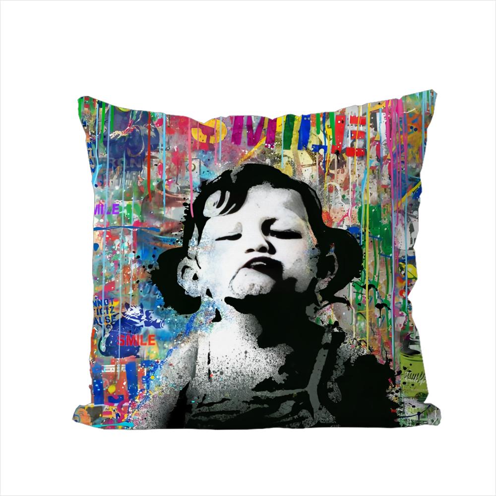 

Street Graffiti Art Pillow Case For Car Sofa Decorative Home Doublesided Print Plush Square Throw Pillow Cushion Cover 30x30cm