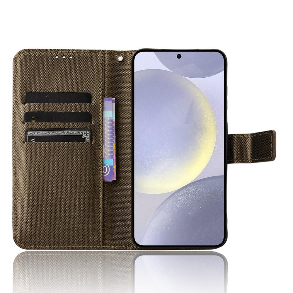 

For Samsung Galaxy S25 Case PU Leather Diamond Texture Wallet Phone Cover Black