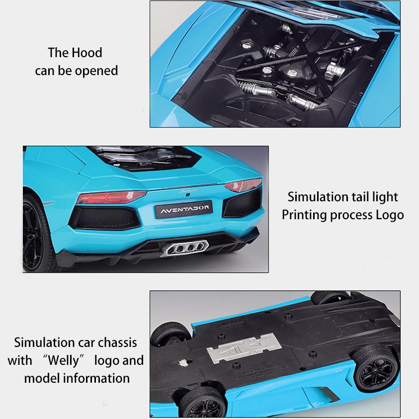 1/18 WELLY Lamborghini Aventador LP700-4 Alaşım Araba Modeli Döküm Metal Oyuncak Araçlar Araba Modeli Yüksek Simülasyon Koleksiyonu Çocuk Hediyeler
