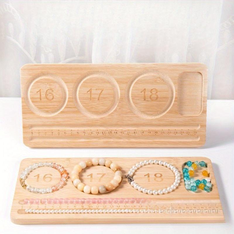 Wooden Beading Game Tray- Artistic Bead Stringing Desktop Board with Measurement Markings, Ideal for Crafting and Jewelry Making