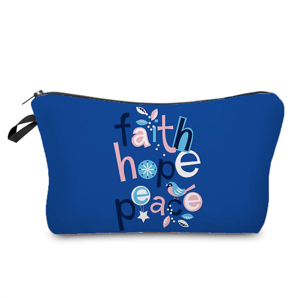 Women Cartoon English Alphabet Print Cosmetic Bag Toiletries Organize Travel Storage Case 6707 KTB