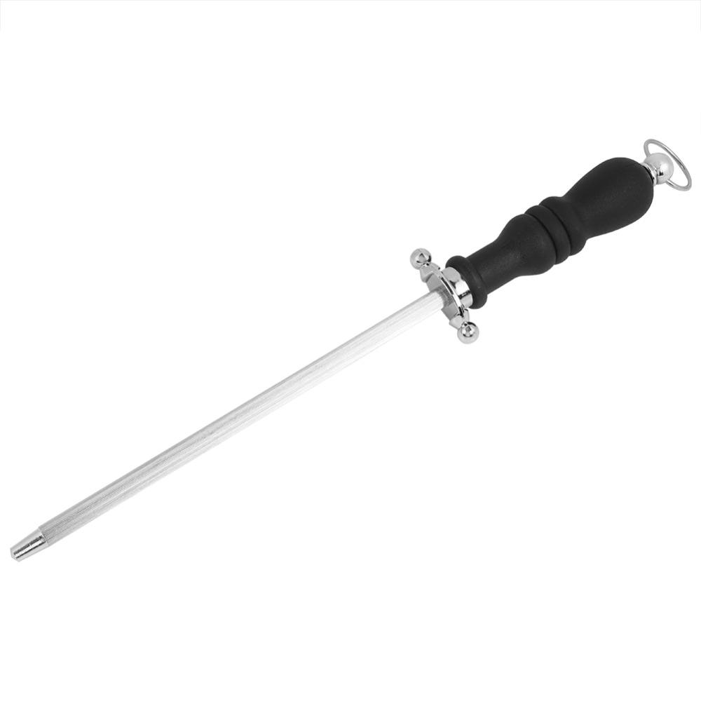Stainless Steel Knife Sharpening Rod Silver and Black Honing Steel Rod Home Kitchen
