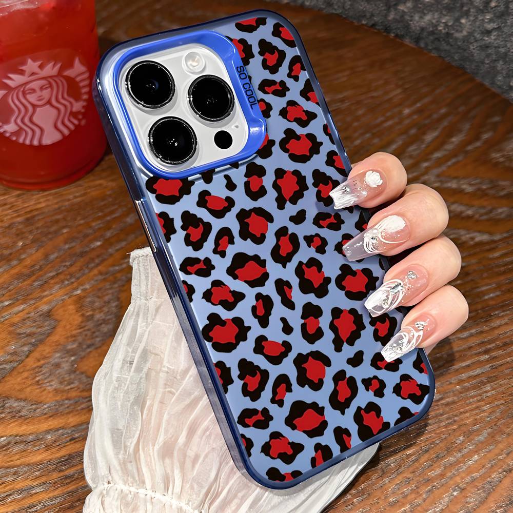Leopard Print Phone Case For IPhone 17 16 15 Pro Max Plus 14 13 12 11 Black White Shockproof Phone Cover