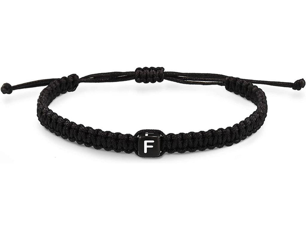 Acrylic Initial Letter Adjustable Woven Bracelet for Couples