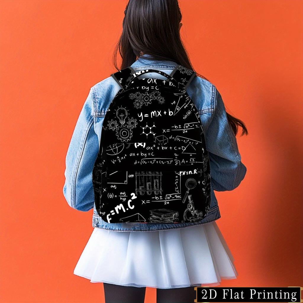 1pc Printed Mathematical Formula Science Symbol Backpack, Zipper Personality Hand Wash Design Multi-purpose Fashion Commuter Pat