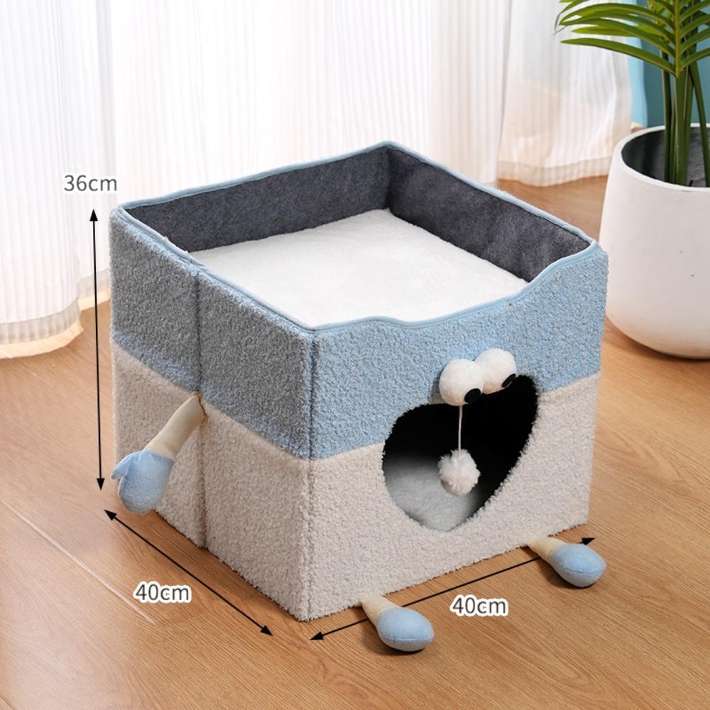 

Firm Cat House Foldable Puppy Nest Cute Cat Beds for Indoor 40x40x36cm синій