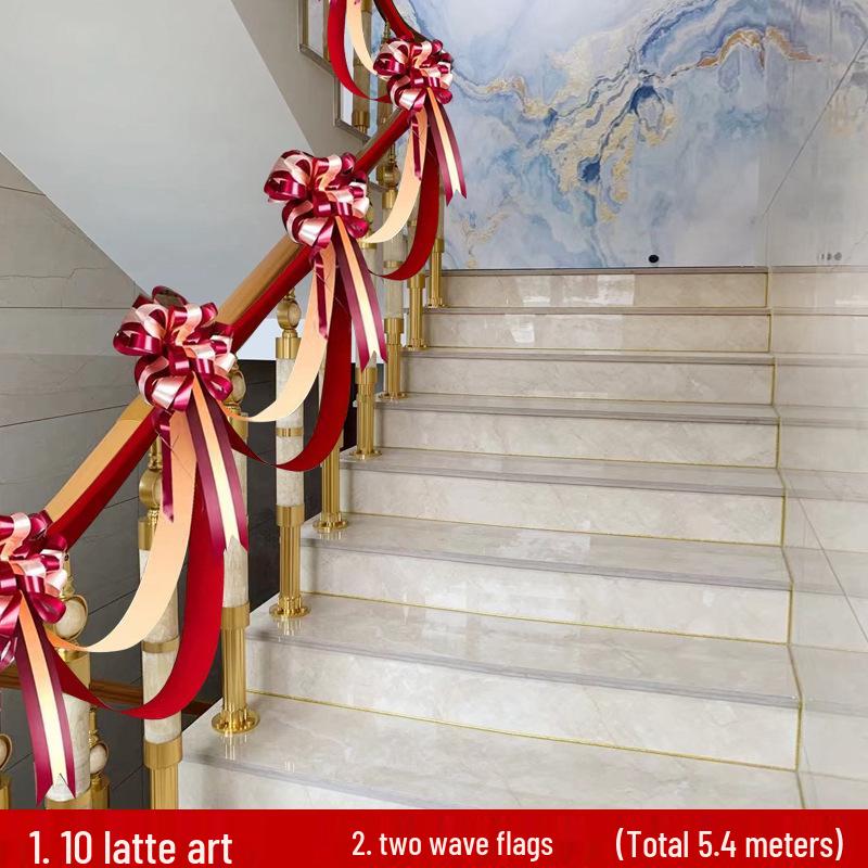 Wedding Stair Railing Flower Bow Decoration Set