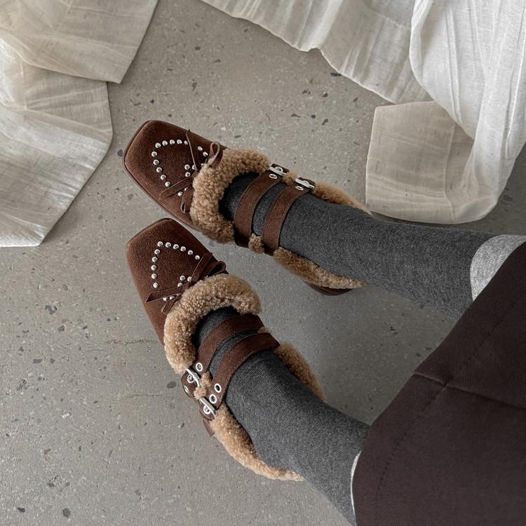 Birken shoes women's shoes winter velvet warm cotton shoes 2025 new winter one-pedal beanie shoes Birken wool shoes