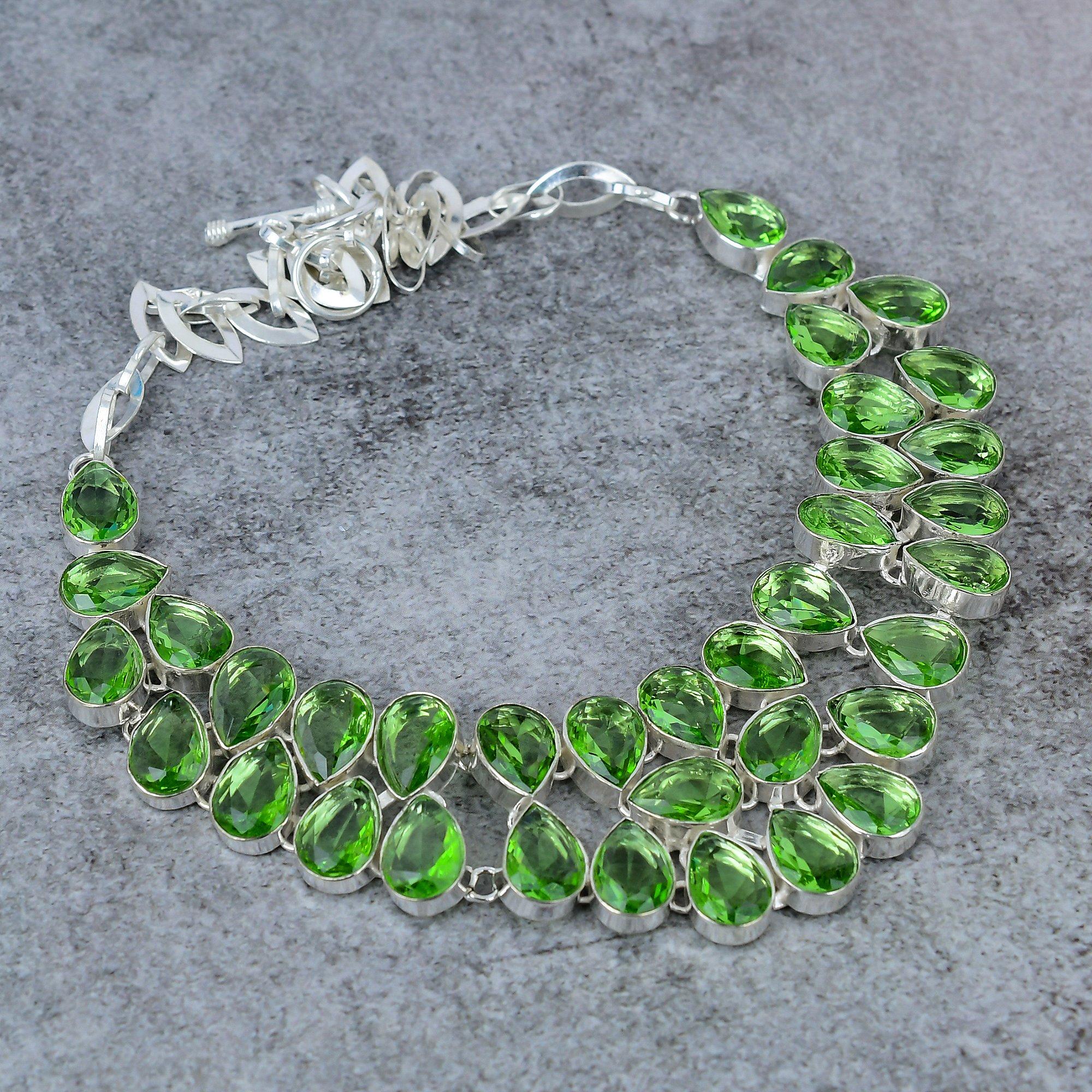

Peridot Gemstone Handmade 925 Sterling Silver Jewelry Necklace 18 M-335