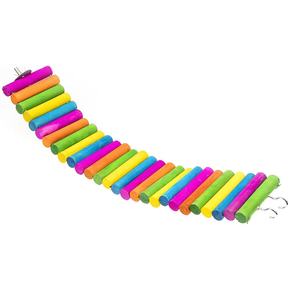 Squirrel Chinchilla Colorful Wooden Gerbil Rainbow Ladder Climbing Stairs Bridge Hamster Toys