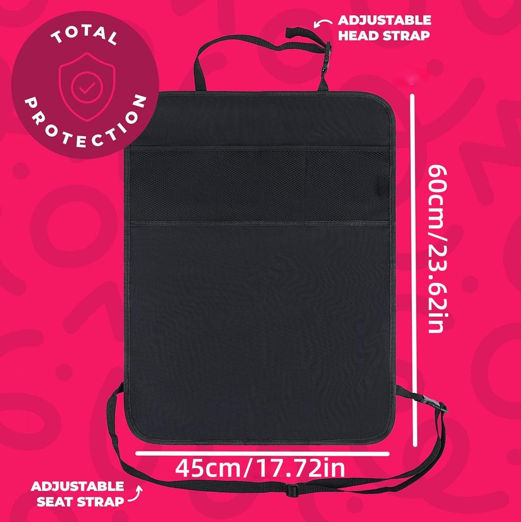 Car Seat Kick Mat & Organizer for Children: Anti-Stain Protective Back Pad
