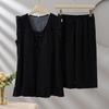 1011 Korean version of the princess style sleeve suit, cute loose lyocell loungewear suit, women's summer thin style with chest pad