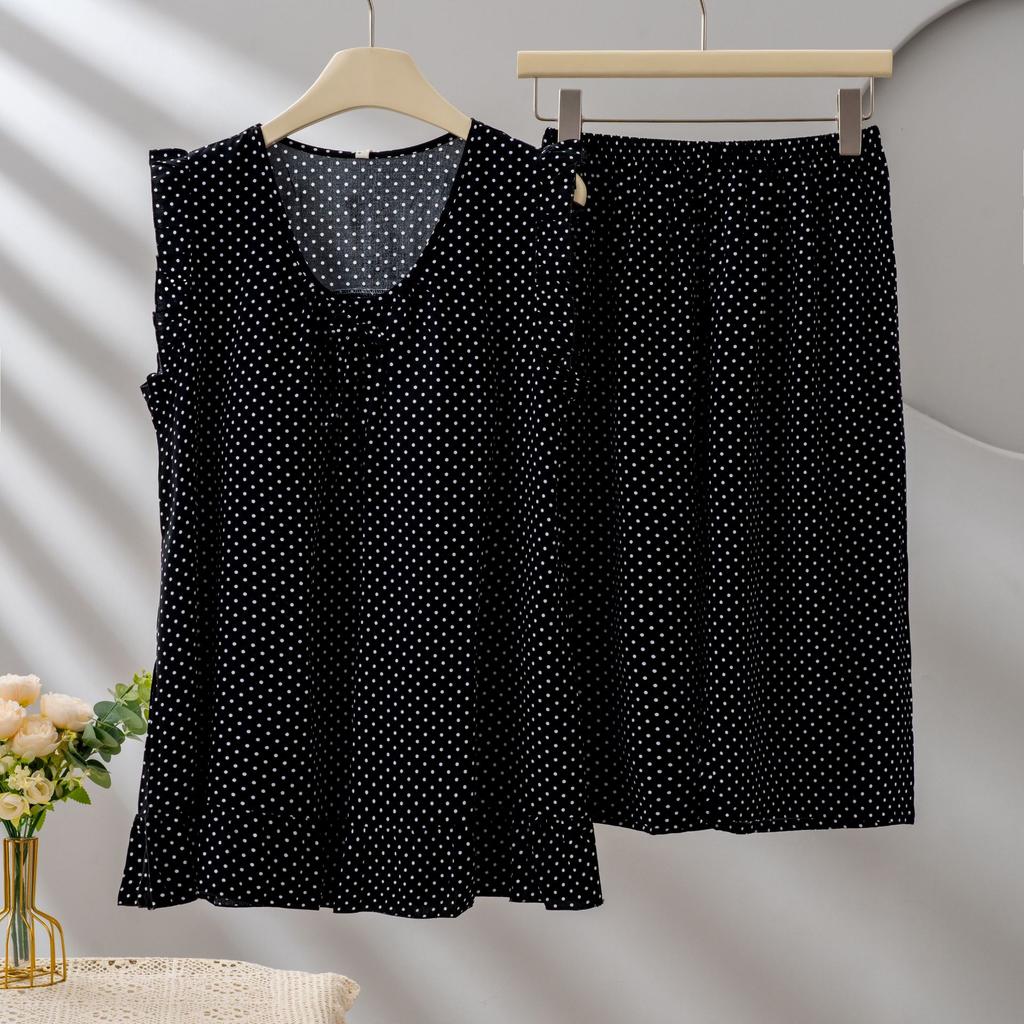1011 Korean version of the princess style sleeve suit, cute loose lyocell loungewear suit, women's summer thin style with chest pad