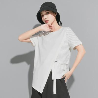 Women's European and American Summer Striped Short-Sleeve Cotton T-Shirts - Loose, Versatile, and Slim Fit.