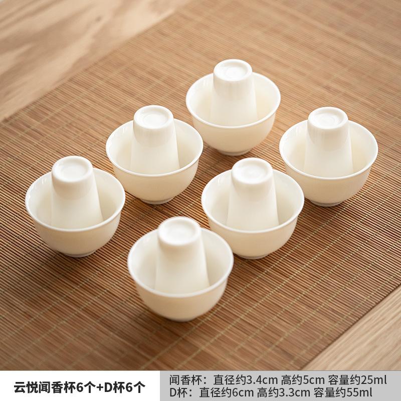Weiße Porzellan-Teetasse Schafsfett-Jaspis Chinesische Kleine Teeverkostungs-Teegeschirr-Tasse Duft-Teetassen Kung Fu Tassen-Set