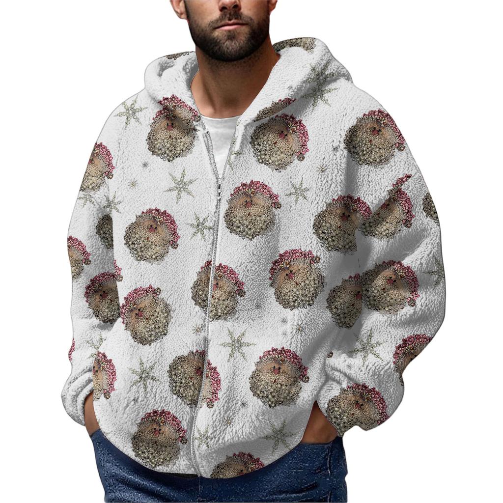 Men'S  Winter Zipper Hooded Fleece Sweatshirt With Patch Pocket Casual Jacket