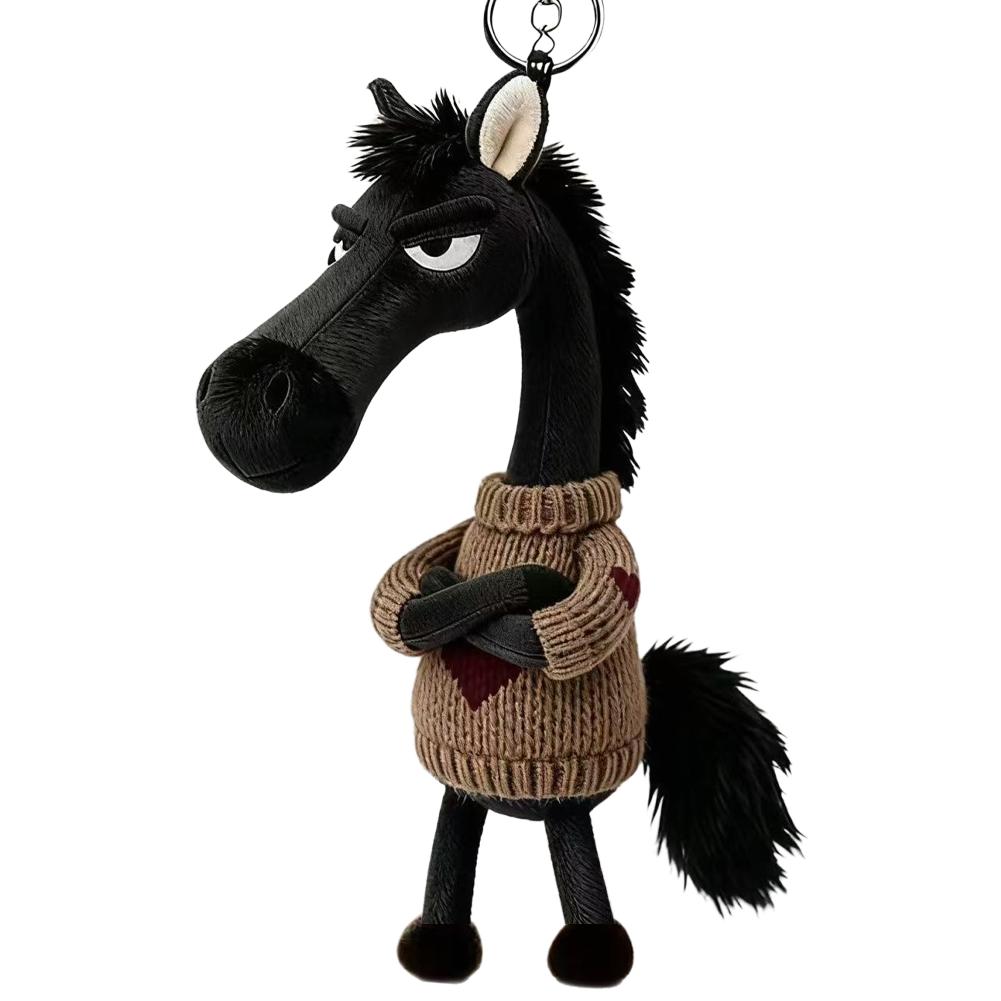 

Cute Horse Plush Keychain Lucky Black Plush Plaything Kawaii Animal Pendant Stuffed Plaything Playful Keychain Present