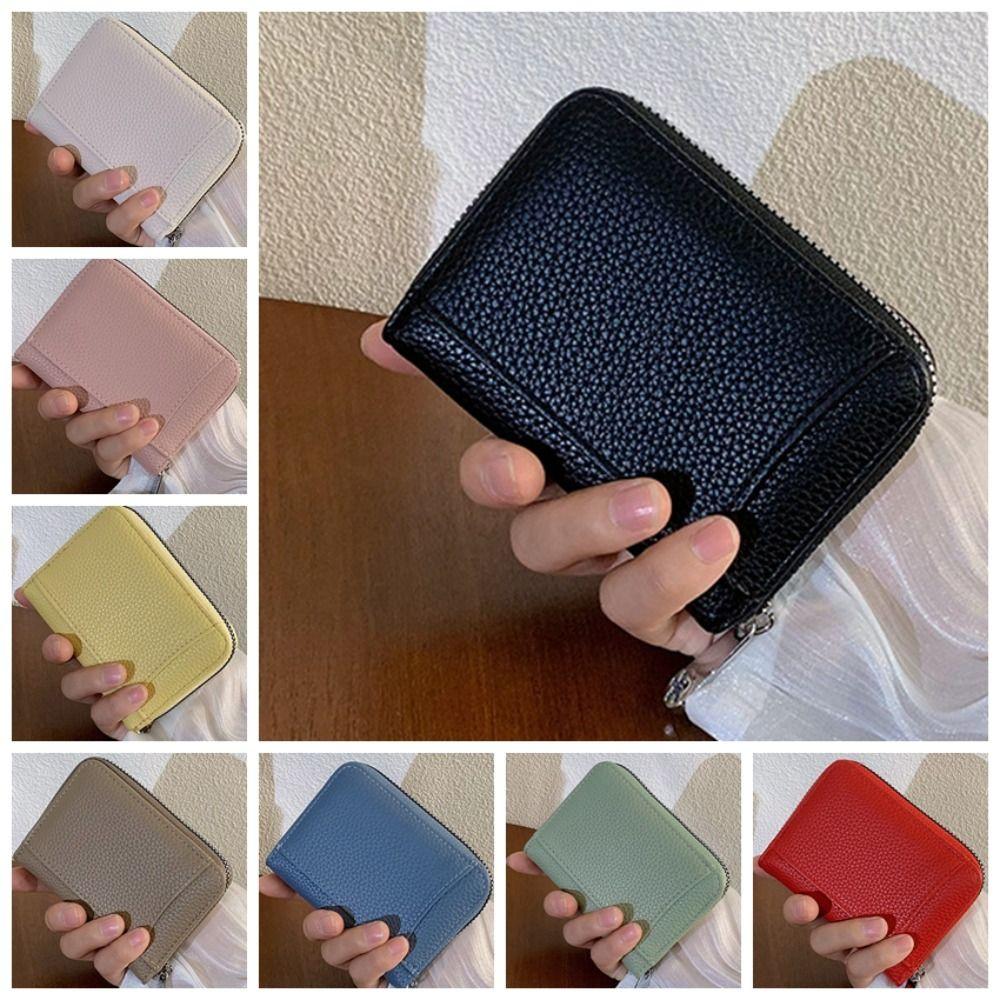 PU Short Wallet Solid Color Women Coin Purses Fashion Leather Card Holder  Outdoor