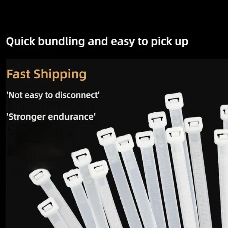 100Pcs Self-Locking Plastic Nylon Cable Tie White 4x300 Fastening Ring Loop Wrap Strap Zip Organiser 3x200MM Industrial Set