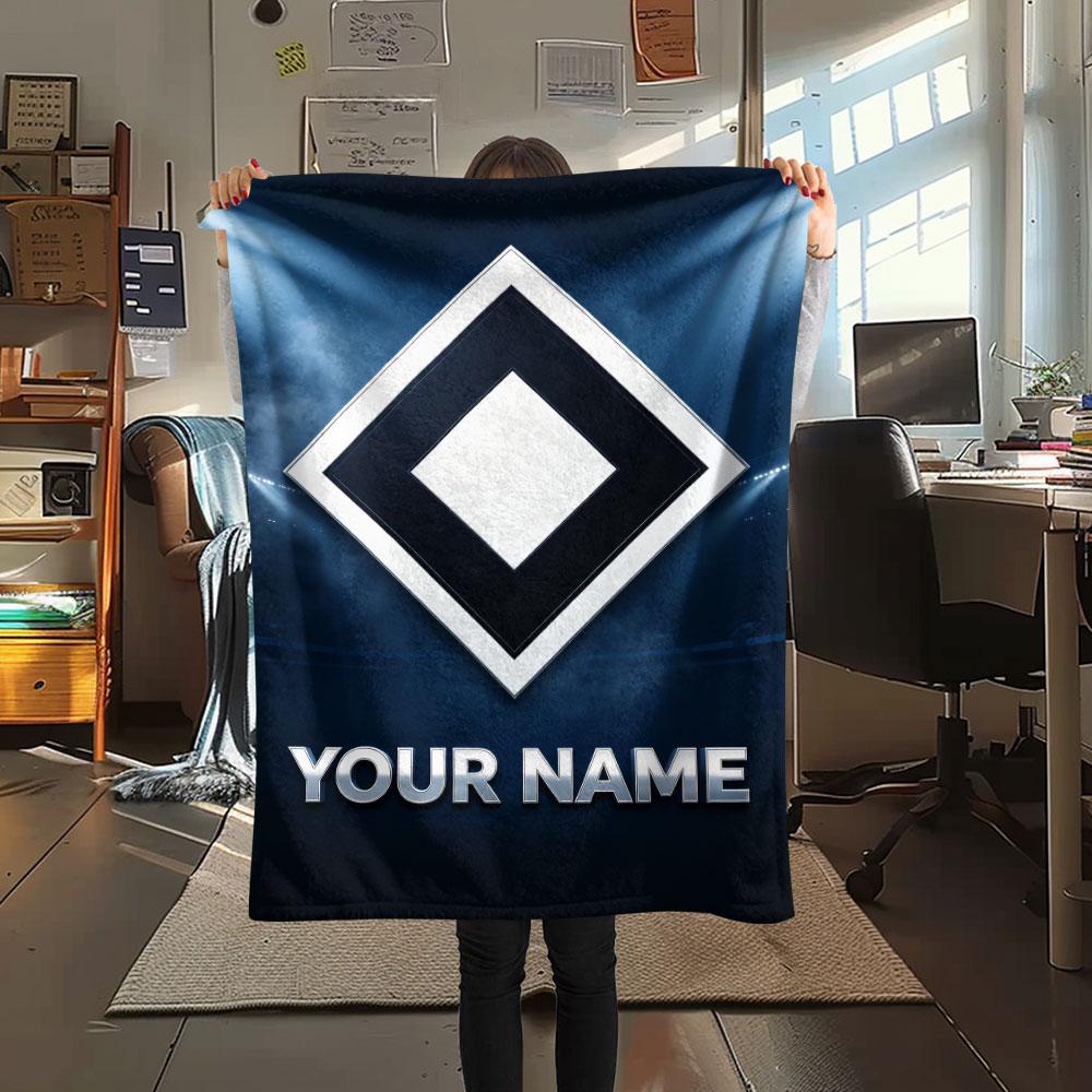 Custom Name,Hamburger SV Printed Flannel Blanket, soft throw for bedroom sofa, washable, Christmas present, great gift.