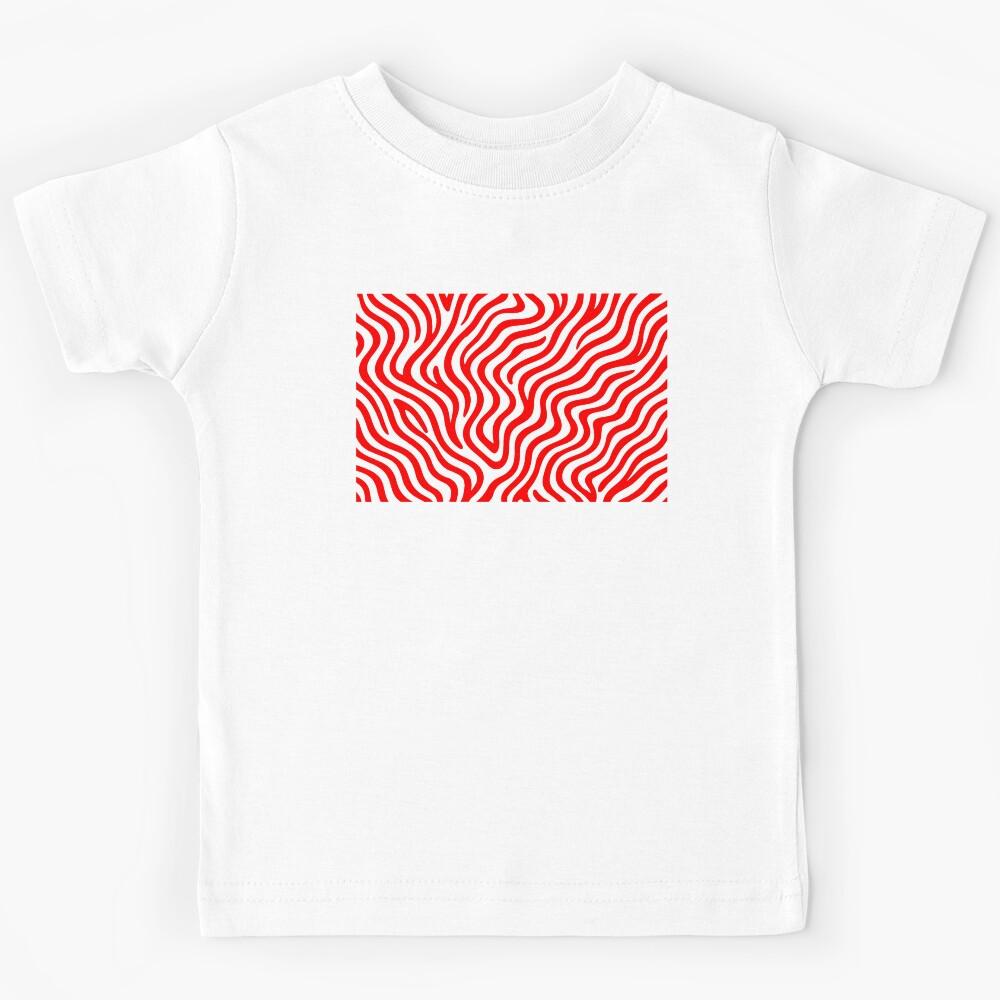 Red Wavy Zebra Stripe Pattern Transparent Kids T-Shirt 110