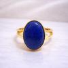 Blue Lapis Lazuli Statement Ring, 925 Sterling Silver Jewelry, Minimalist Gold Fill Promise Ring, Handmade Gemstone Ring