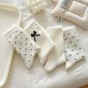 Women's Socks, Spring and Autumn Thin Cream-colored Cute Bow Polka Dot Heart-shaped Lace Mid-calf Socks
