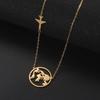 Jeshayuan Hollow World Map Necklace Aircraft And Globe Circle Charm Necklace Birthday Gifts