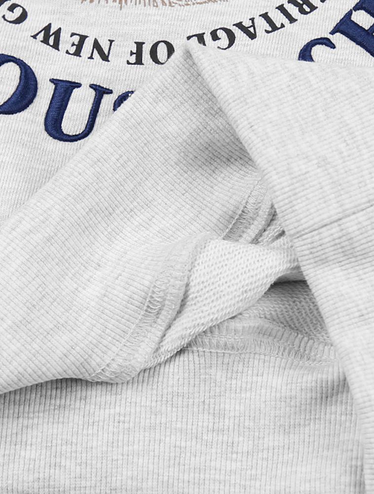 LA MAISON STUDIO [Fleece Line Selection] Women'S Crop Bear Friends Embossed Embroidery Sweatshirt Ash Gray (Fcb3Ts355W)