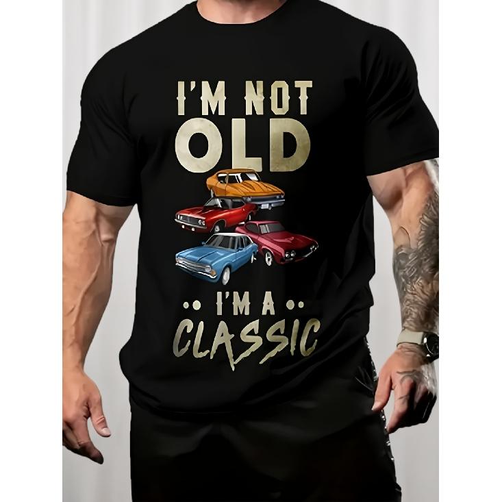 Men'S Trendy Casual Fashion Sports T-Shirt for Summer, Featuring a Cool Variety of Colors with a Small Car Print Design, Comfortable Short Sleeves,