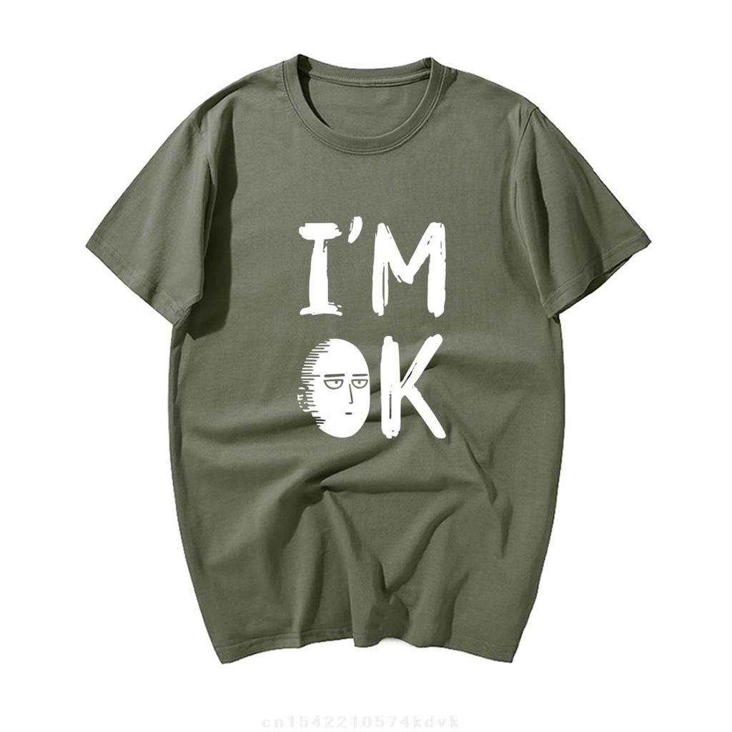 One Punch Unisex Graphic Tshirt Unisex Pure Cotton Fashion Tops Tees Harajuku Streetwear Funny IM Ok Printed Tshirt