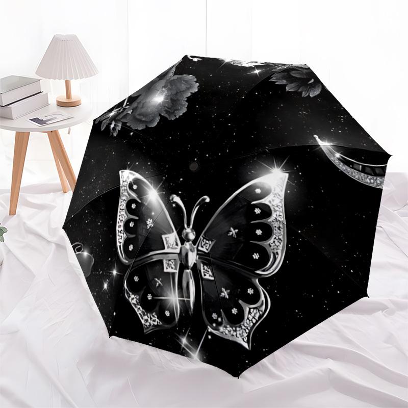 1pc Butterfly Automatic Opening/closing Umbrella with Auto Open/Close, Perfect Gift for Friends, Durable Plastic Handle Yy250801183