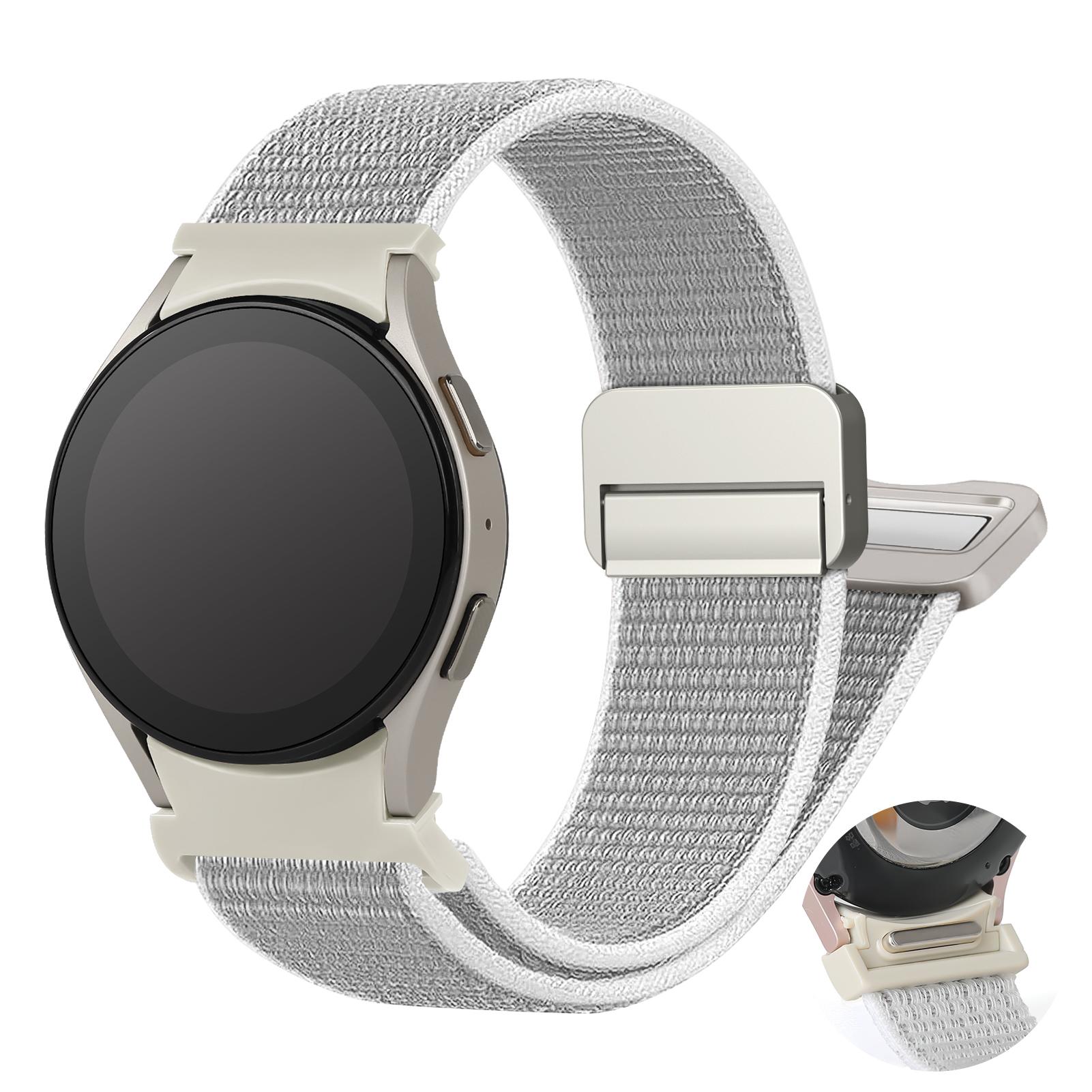 

Magnetic nylon Band For Samsung Galaxy Watch 7 FE 6 4 Classic 5 pro 44mm 40mm 47mm 43mm 45 No gaps bracelet Galaxy Watch 7 Strap Galaxy Watch 7 40mm белый
