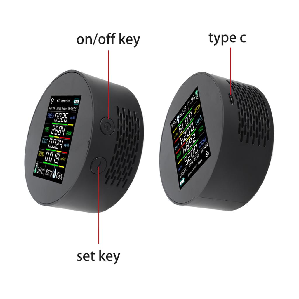 Tuya Wifi Portable Air Quality Meter 7in1 PM2.5 CO2 TVOC HCHO AQI Temperature Humidity Tester Color Display Carbon Dioxide