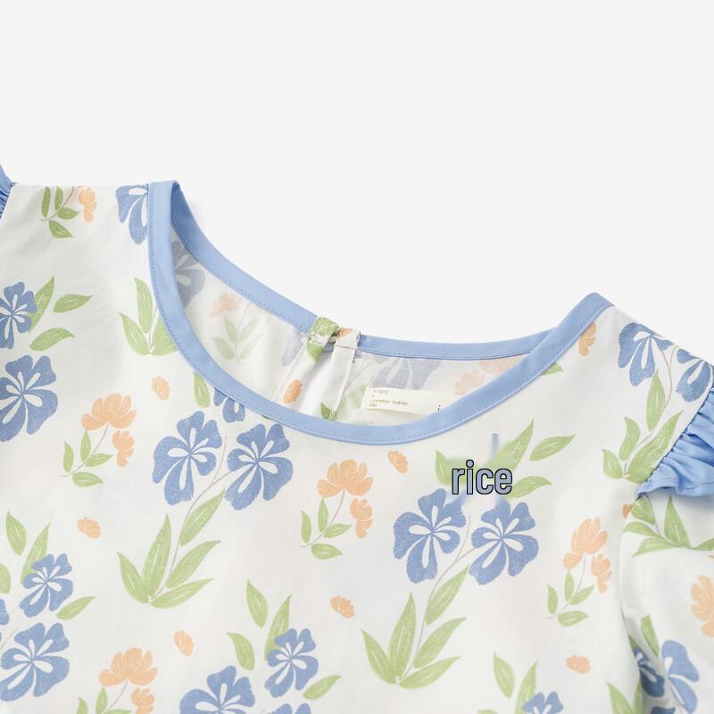 Xiaoyinman Girls' Floral Cotton Flutter Sleeve Summer Dress