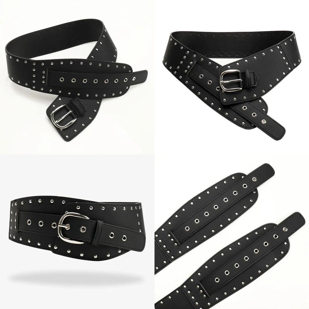 Vintage Irregular Wide Waist Belt With Alloy Buckle For Denim Pants Fashion Accessories